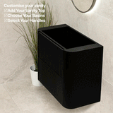 *Clearance* Tura Groove Ensuite 750mm Curved Wall Hung Vanity Cabinet, Matte Black