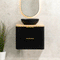 Tura Groove Ensuite 750mm Curved Wall Hung Vanity Cabinet, Matte Black