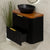 Tura Groove Ensuite 750mm Curved Wall Hung Vanity Cabinet, Matte Black