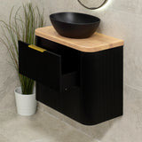 *Clearance* Tura Groove Ensuite 750mm Curved Wall Hung Vanity Cabinet, Matte Black
