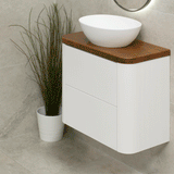 *Clearance* Tura Groove Ensuite 750mm Curved Wall Hung Vanity Cabinet, Matte White