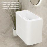 *Clearance* Tura Groove Ensuite 750mm Curved Wall Hung Vanity Cabinet, Matte White