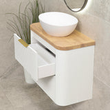 *Clearance* Tura Groove Ensuite 750mm Curved Wall Hung Vanity Cabinet, Matte White