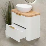 *Clearance* Tura Groove Ensuite 750mm Curved Wall Hung Vanity Cabinet, Matte White