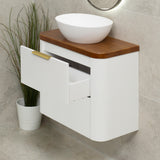 *Clearance* Tura Groove Ensuite 750mm Curved Wall Hung Vanity Cabinet, Matte White