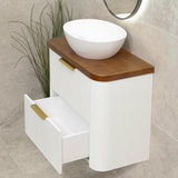 *Clearance* Tura Groove Ensuite 750mm Curved Wall Hung Vanity Cabinet, Matte White