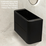 *Clearance* Tura Groove Ensuite 900mm Curved Wall Hung Vanity Cabinet, Matte Black