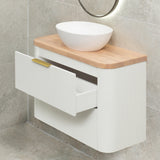 *Clearance* Tura Groove Ensuite 900mm Curved Wall Hung Vanity Cabinet, Matte White