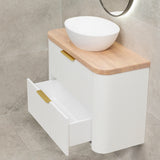 *Clearance* Tura Groove Ensuite 900mm Curved Wall Hung Vanity Cabinet, Matte White