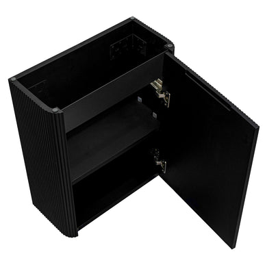 *Clearance* Tura Groove Petite 500mm Curved Wall Hung Slim Vanity Cabinet, Matte Black