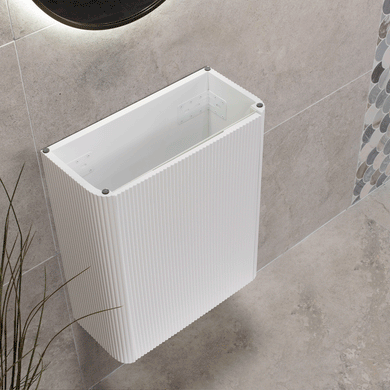 *Clearance* Tura Groove Petite 500mm Curved Wall Hung Slim Vanity Cabinet, Matte White