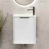 *Clearance* Tura Groove Petite 500mm Curved Wall Hung Slim Vanity Cabinet, Matte White