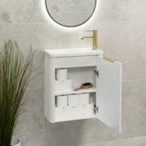 *Clearance* Tura Groove Petite 500mm Curved Wall Hung Slim Vanity Cabinet, Matte White