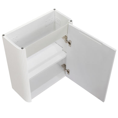 *Clearance* Tura Groove Petite 500mm Curved Wall Hung Slim Vanity Cabinet, Matte White