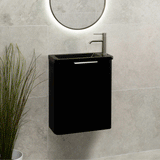 *Clearance* Tura Smooth Petite 500mm Curved Wall Hung Slim Vanity Cabinet, Matte Black