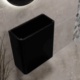 *Clearance* Tura Smooth Petite 500mm Curved Wall Hung Slim Vanity Cabinet, Matte Black