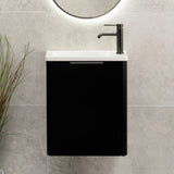 *Clearance* Tura Smooth Petite 500mm Curved Wall Hung Slim Vanity Cabinet, Matte Black