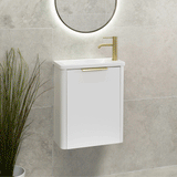 *Clearance* Tura Smooth Petite 500mm Curved Wall Hung Slim Vanity Cabinet, Matte White