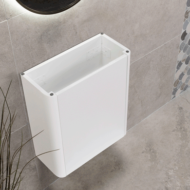 *Clearance* Tura Smooth Petite 500mm Curved Wall Hung Slim Vanity Cabinet, Matte White