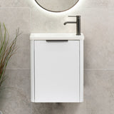 *Clearance* Tura Smooth Petite 500mm Curved Wall Hung Slim Vanity Cabinet, Matte White