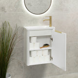 *Clearance* Tura Smooth Petite 500mm Curved Wall Hung Slim Vanity Cabinet, Matte White