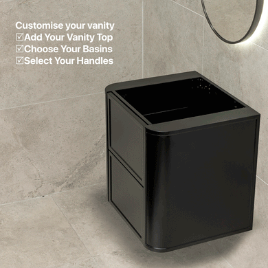 Tura Shaker 600mm Curved Wall Hung Vanity Cabinet, Matte Black