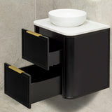 Tura Shaker 600mm Curved Wall Hung Vanity Cabinet, Matte Black