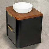 Tura Shaker 600mm Curved Wall Hung Vanity Cabinet, Matte Black