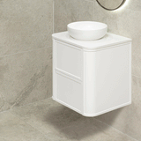 Tura Shaker 600mm Curved Wall Hung Vanity Cabinet, Matte White