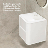 Tura Shaker 600mm Curved Wall Hung Vanity Cabinet, Matte White