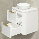 Tura Shaker 600mm Curved Wall Hung Vanity Cabinet, Matte White