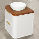 Tura Shaker 600mm Curved Wall Hung Vanity Cabinet, Matte White