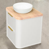 Tura Shaker 600mm Curved Wall Hung Vanity Cabinet, Matte White