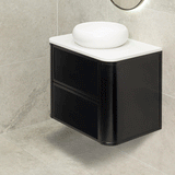 Tura Shaker 750mm Curved Wall Hung Vanity Cabinet, Matte Black