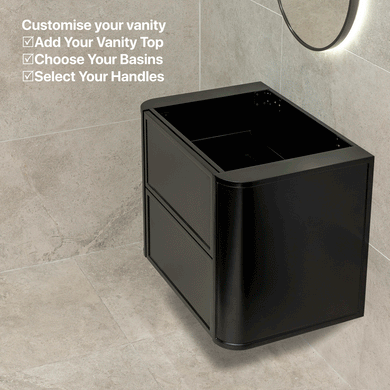 Tura Shaker 750mm Curved Wall Hung Vanity Cabinet, Matte Black