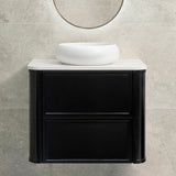 Tura Shaker 750mm Curved Wall Hung Vanity Cabinet, Matte Black