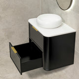 Tura Shaker 750mm Curved Wall Hung Vanity Cabinet, Matte Black