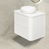 Tura Shaker 750mm Curved Wall Hung Vanity Cabinet, Matte White