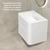 Tura Shaker 750mm Curved Wall Hung Vanity Cabinet, Matte White