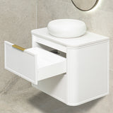 Tura Shaker 750mm Curved Wall Hung Vanity Cabinet, Matte White