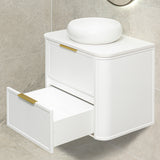 Tura Shaker 750mm Curved Wall Hung Vanity Cabinet, Matte White