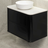 Tura Shaker 900mm Curved Wall Hung Vanity Cabinet, Matte Black