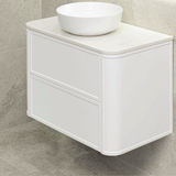 Tura Shaker 900mm Curved Wall Hung Vanity Cabinet, Matte White