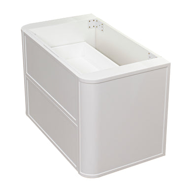 Tura Shaker 900mm Curved Wall Hung Vanity Cabinet, Matte White