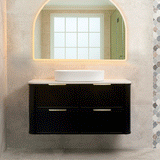 Tura Shaker 1200mm Curved Wall Hung Vanity Cabinet, Matte Black