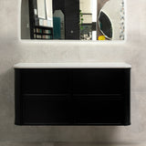 Tura Shaker 1200mm Curved Wall Hung Vanity Cabinet, Matte Black