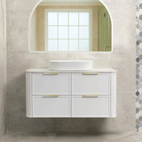 Tura Shaker 1200mm Curved Wall Hung Vanity Cabinet, Matte White