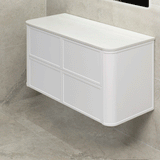 Tura Shaker 1200mm Curved Wall Hung Vanity Cabinet, Matte White