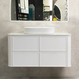 Tura Shaker 1200mm Curved Wall Hung Vanity Cabinet, Matte White