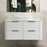 Tura Shaker 1200mm Curved Wall Hung Vanity Cabinet, Matte White